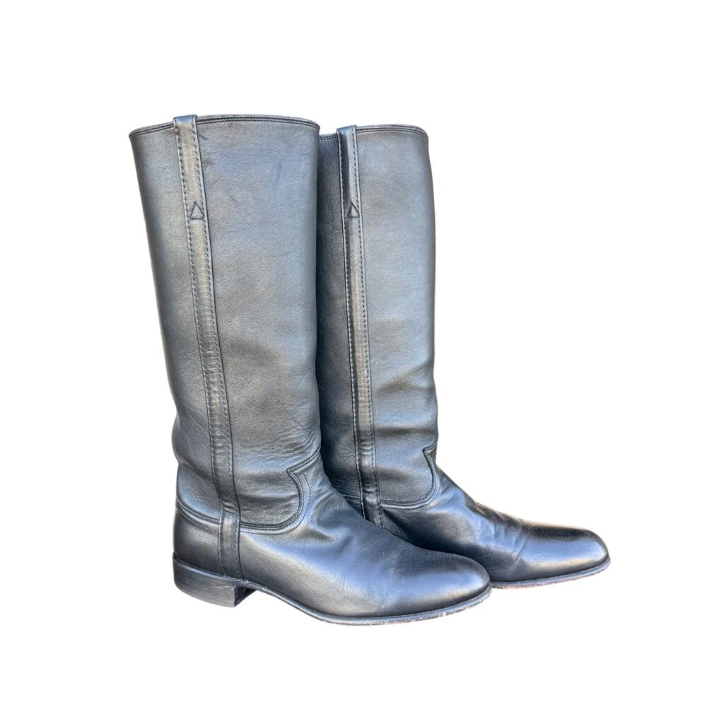 Vintage Justin Black Leather Boots | Western  | Made in USA | Size 8.5 B